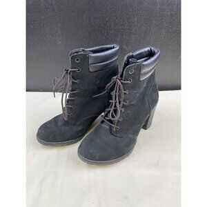 Timberland Women's Black Suede shoes/boots heel 3.5" Size 7.5 SKU 4982